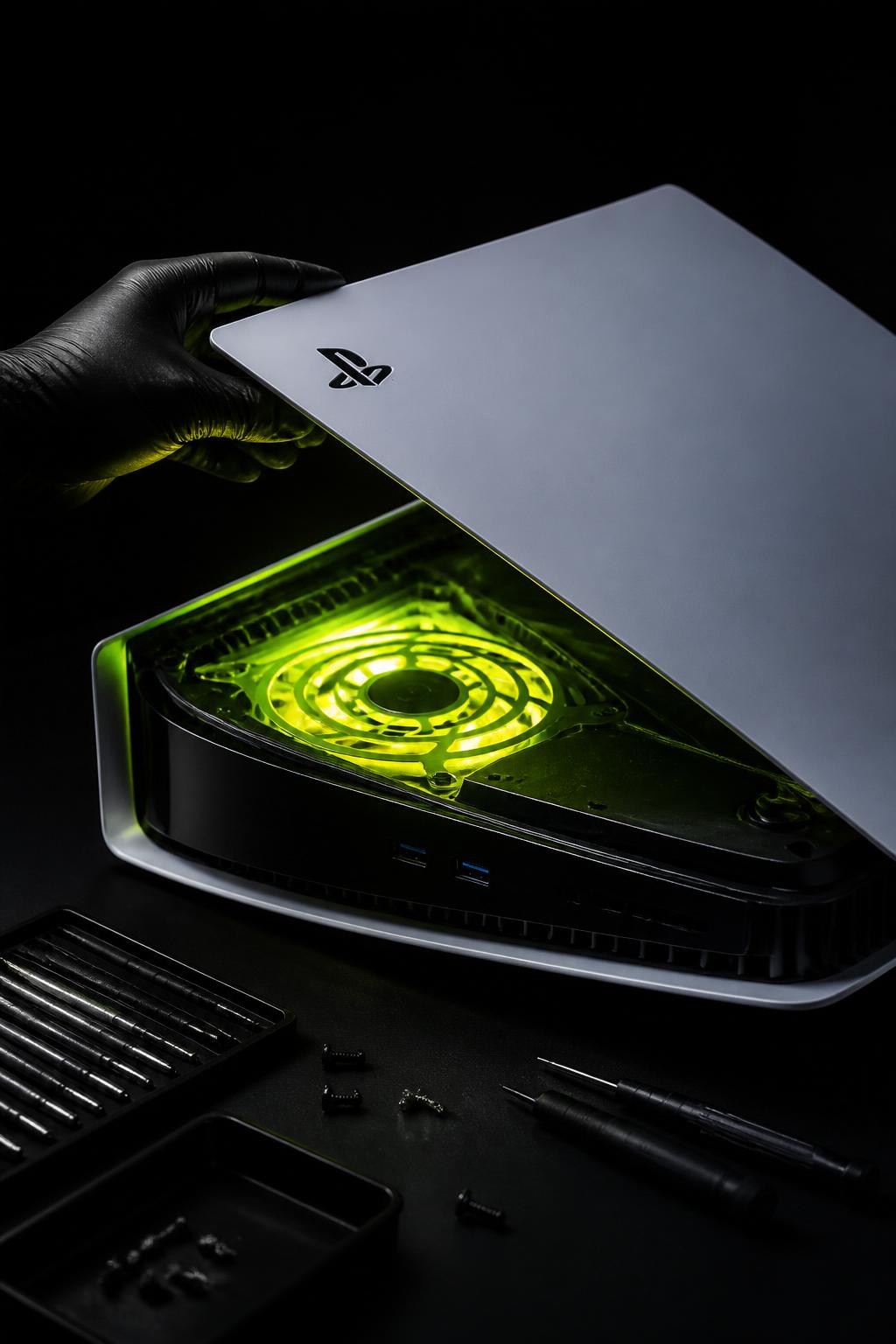Console de jeu en cours de diagnostic